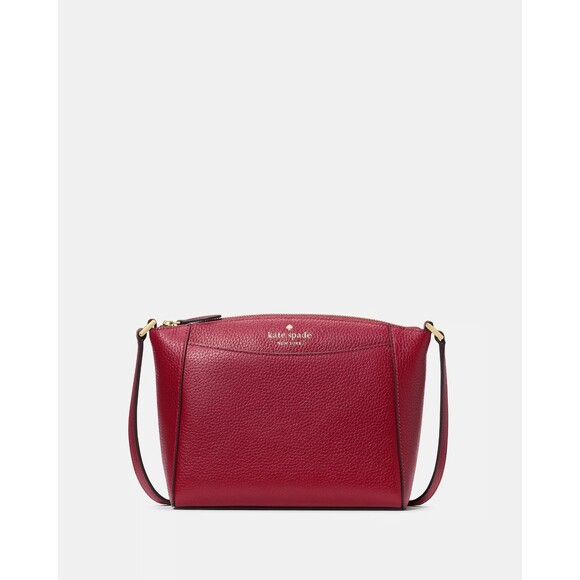 New Kate Spade Monica Pebbled Leather Crossbody Red Jam - Picture 4 of 5